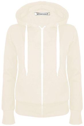 Janisramone Ladies Fleece Jackets Full Zip up with Pockets, Long Sleeves Plain Womens Hoodie, Warm Fleece Zip up Hoodie Women for Autumn and Winters, Solid Colors