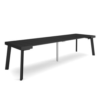 Skraut Home Mesa Consola Extensible, Mesa Comedor Plegable, 300, Para 14 Comensales, Patas De Madera, Estilo Moderno, Negro - Skraut Home