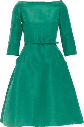 Oscar De La Renta Oscar De La Renta Silk Taffeta Belted Dress