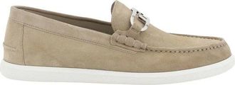 Fendi Loafers, male, Beige, Size: 7 1/2 US Suede Loafers with Logo Detail