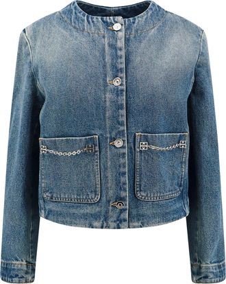 Givenchy Denim Jacket With Metal 4g Chain-Donna