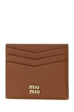Miu Miu Calf Leather Card Case - Cognac