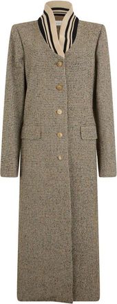 Dries Van Noten Abrigo Largo de Solapa con Microestampado - Coats - Mujer - Beige - L