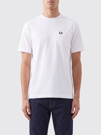 Fred Perry T-shirt girocollo in cotone con tasca a toppa e logo ricamato