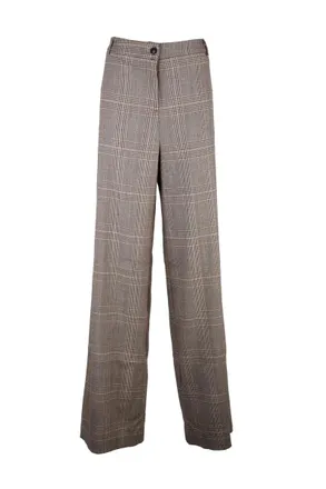 Rue Bisquit Palazzo Trousers With Low Waist And Checkered Pattern
