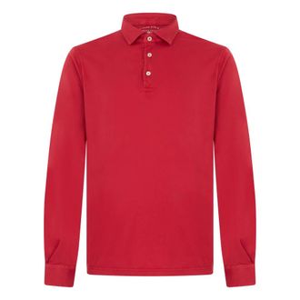 Fedeli Tops, Heren, Rood, L, Katoen, Lange Mouwen Polo