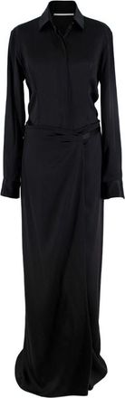 Rosetta Getty Black Silk Satin Long Shirt Dress Size XS