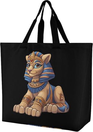 Generic Greek Sphinx Reusable Shopping Bags One Shoulder Grocery Tote Bag Waterproof Big Purse for Work Travel