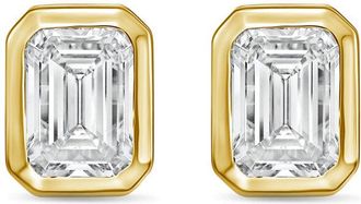 Diana M. Jewels 14Kt Yellow Gold 4.00 cts Lab Grown Emerald Diamond Bezel Studs