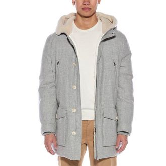 Brunello Cucinelli Gray Hooded Wool Coat, Size Small