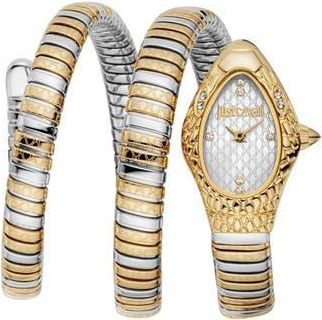 Just Cavalli Snake Vetra Wraparound Two-Tone Bracelet Watch, 20mm x 34.5mm in Two Tone Silver /Gold at Nordstrom Rack