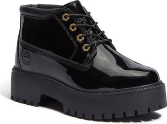 Timberland Stone Street Waterproof Platform Boot in Black Patent Leather at Nordstrom, Size 6.5