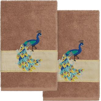 Linum Home Textiles 100% Turkish Cotton Penelope 2Pc Embellished Hand Towel Set