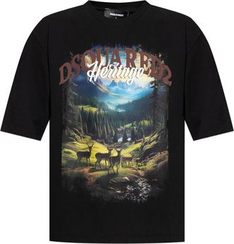 Dsquared2 Mens Canada T-shirt - Black Cotton - Size Medium