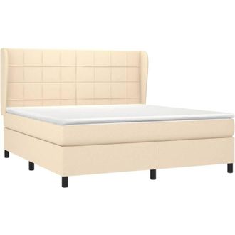 vidaXL Vidaxl - Cama Box Spring Con Colch&oacute;n Tela Color Crema 160x200 Cm