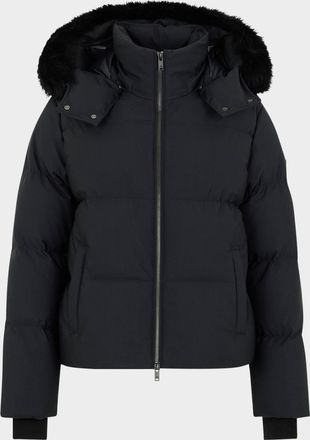 Moose Knuckles Misti Nyluxe Puffer Jacket with Detachable Hood & Shearling Trim