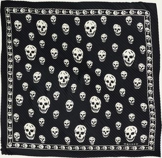 Alexander McQueen Pleated Silk Skull Scarf