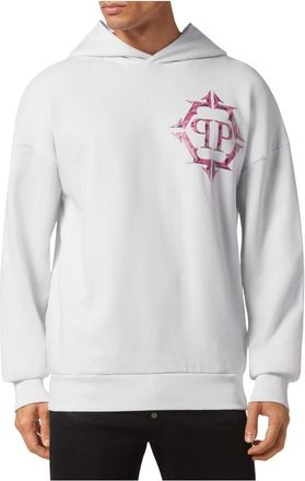 Philipp Plein Hoodie Sweatshirt Chrome - Heren - Hoodies - Wit - 2XL - Katoen - Hoodies & sweatvesten