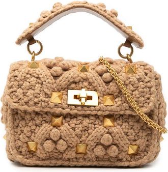 Valentino Pre-owned Valentino Medium Knit Roman Stud Satchel Ladies 693J5MG54ZRG08WB