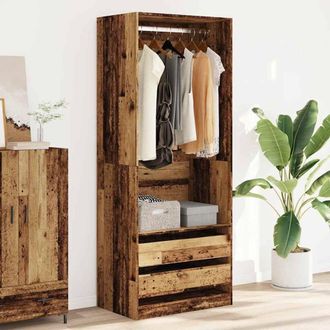 Berkfield Home Wardrobe Old Wood 80x50x200 cm Engineered Wood in Brown | Size: 80 x 50 x 200 cm