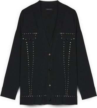 Fiorella Rubino Cardigan met studs - Dames - Vesten - Zwart - M - Polyester - Truien & Vesten