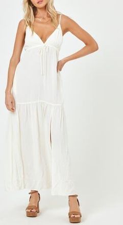 L*Space Victoria Drawstring Empire Waist Cover-Up Dress in Cream at Nordstrom Rack, Size Medium