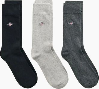 GANT Mens GANT 3 PACK SHIELD SOCKS BLACK/LIGHT GREY/CHARCOAL - Size: 9.5/10/10.5/11/9