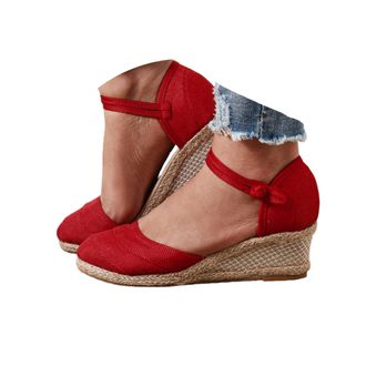 Generic Womens Espadrilles Wedge Sandals Summer Casual Closed Toe Sandal Comfortable Breathable Platform Low Heels Cute Shoes Flatform Heeled Shoes Ankle Stra