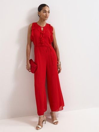 Phase Eight Front Wide Leg Jumpsuit Cinched Waist in Red at Nordstrom, Size 14