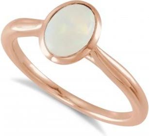 Allurez Oval Natural Cabochon Ethiopian Opal Ring 14K Rose Gold (0.78ct)