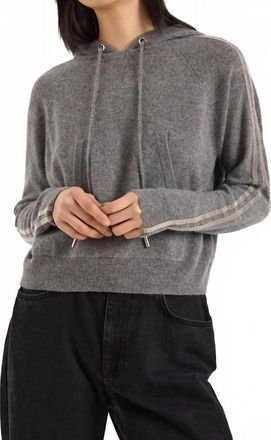 Brodie Bree Beaded Sleeve Cashmere Hoodie In Mid Grey