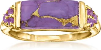Ross-Simons Purple Turquoise and Amethyst Ring in 18kt Gold Over Sterling