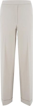 Le Tricot Perugia Elastische Taillebroek - Dames - Straight fit broeken - Beige - XS - Broeken