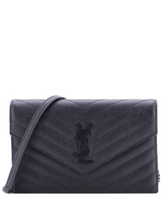 Saint Laurent Classic Monogram Wallet On Chain Matelass&eacute; Chevron Small (Authentic Pre-Loved)