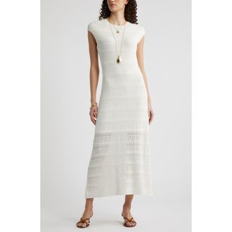 Nordstrom Pointelle Knit Sweater Dress in Ivory Tofu at Nordstrom, Size Xx-Small