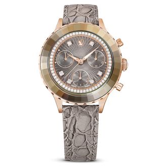 Swarovski Octea Chrono Quartz Crystal Grey Dial Watch 5671153