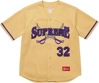 SUPREME Stadium Swords Baseball Yellow T-shirt
