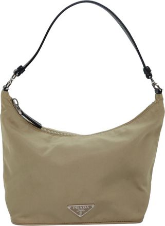 Prada Tessuto Beige Synthetic Shoulder Bag (Pre-Owned)