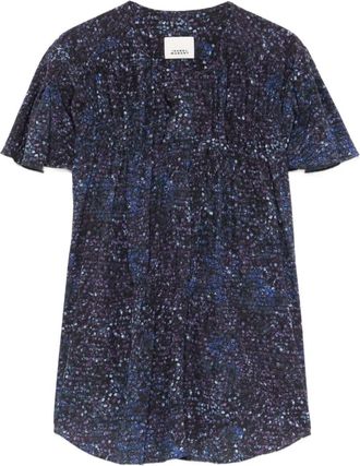 Isabel Marant speckled pleated blouse - women - Silk/Elastane - 34 - Blue