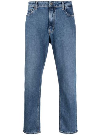 Calvin Klein logo-patch mid-rise tapered jeans - men - Elastane/Cotton - 30/32 - Blue