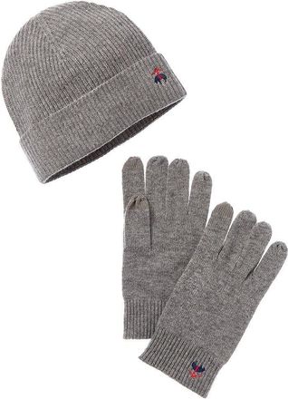 Brooks Brothers 2pc Wool & Cashmere-Blend Hat & Gloves Set