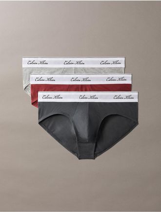 Calvin Klein Mens Icon Cotton Stretch Script 3-Pack Hip Brief - Multi - XL