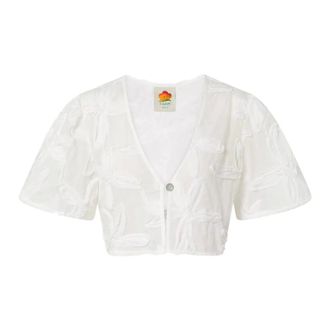 Farm Rio Blusa corta ricamata - - Blouses & Shirts - Donna - Bianco - M