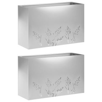 vidaXL Macetero De Jard&iacute;n 2 Uds. Plateado 80 X 20 X 49 Cm Vidaxl