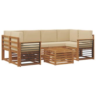 vidaXL Conjunto De Sof&aacute;s De Exterior Con Coj&iacute;n 7 Pcs Natural Y Beige Vidaxl