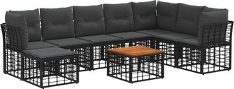 vidaXL Conjunto De Sof&aacute;s De Exterior 9 Uds. Negro Y Gris Oscuro Vidaxl