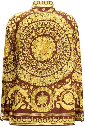 Versace Womens Bordeaux Silk Pattern Shirt
