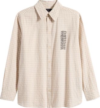 AllSaints Repeater Graphic Plaid Organic Cotton Button-Up Shirt in Cord Brown at Nordstrom, Size Xx-Large