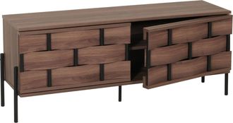 Hhg Hhg - Nunca Usado] Estanter&iacute;a Para Tv 608, Mesa Baja Para Tv Mueble Con Cajones, Compartimentos De Almacenaje, Dise&ntilde;o De Mimbre 3d Puertas De Apertura