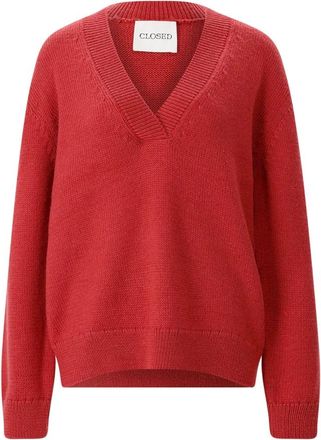 Closed V-hals trui van wolmix - Dames - Truien - Rood - Maat: S Wol